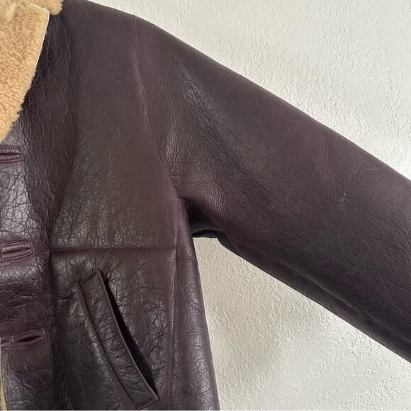 Marni Giacca Burgundy Leather Reversible Shearling Jacket size IT 38 - Picture 10 of 14